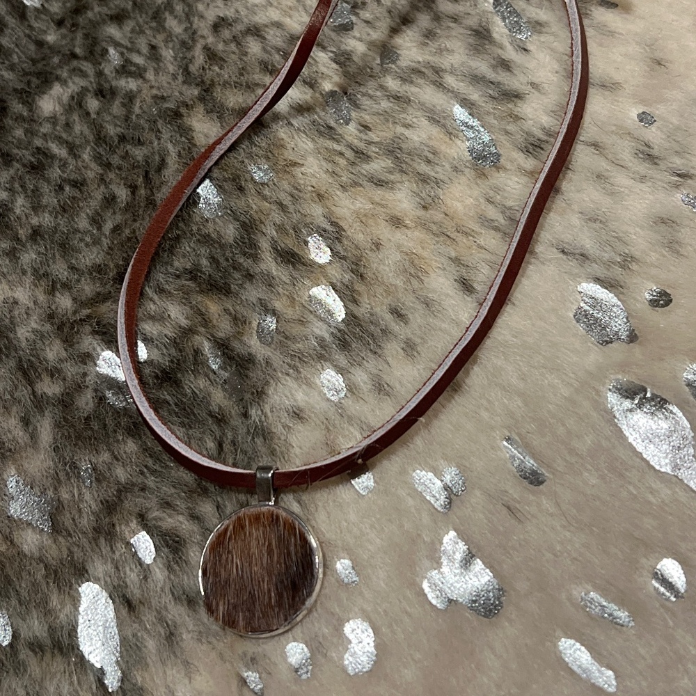 Handmade genuine cowhide pendant necklace
